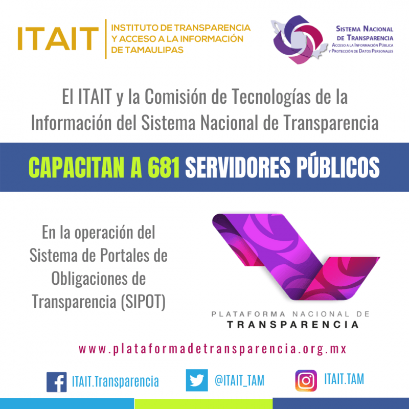 ITAIT y Sistema Nacional de Transparencia capacitan a 681 servidores públicos en el uso del SIPOT.